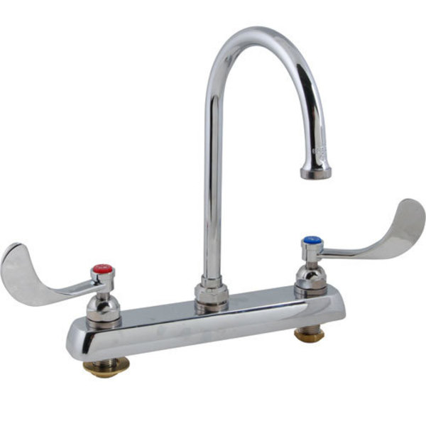 T&S Brass Faucet, 8"Dk , Gsnk, Wrstbld Handle B1142-04